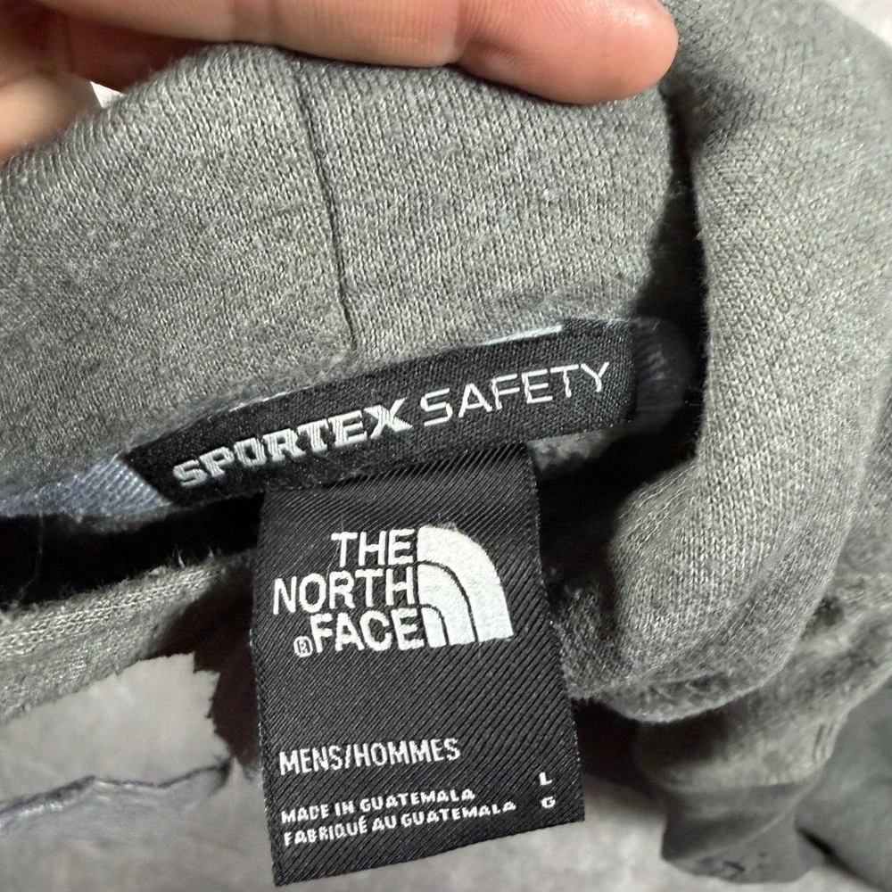 The North Face Hoodie Mens L Gray Sportex Safety Pullover Sweatshirt Tech Fleece